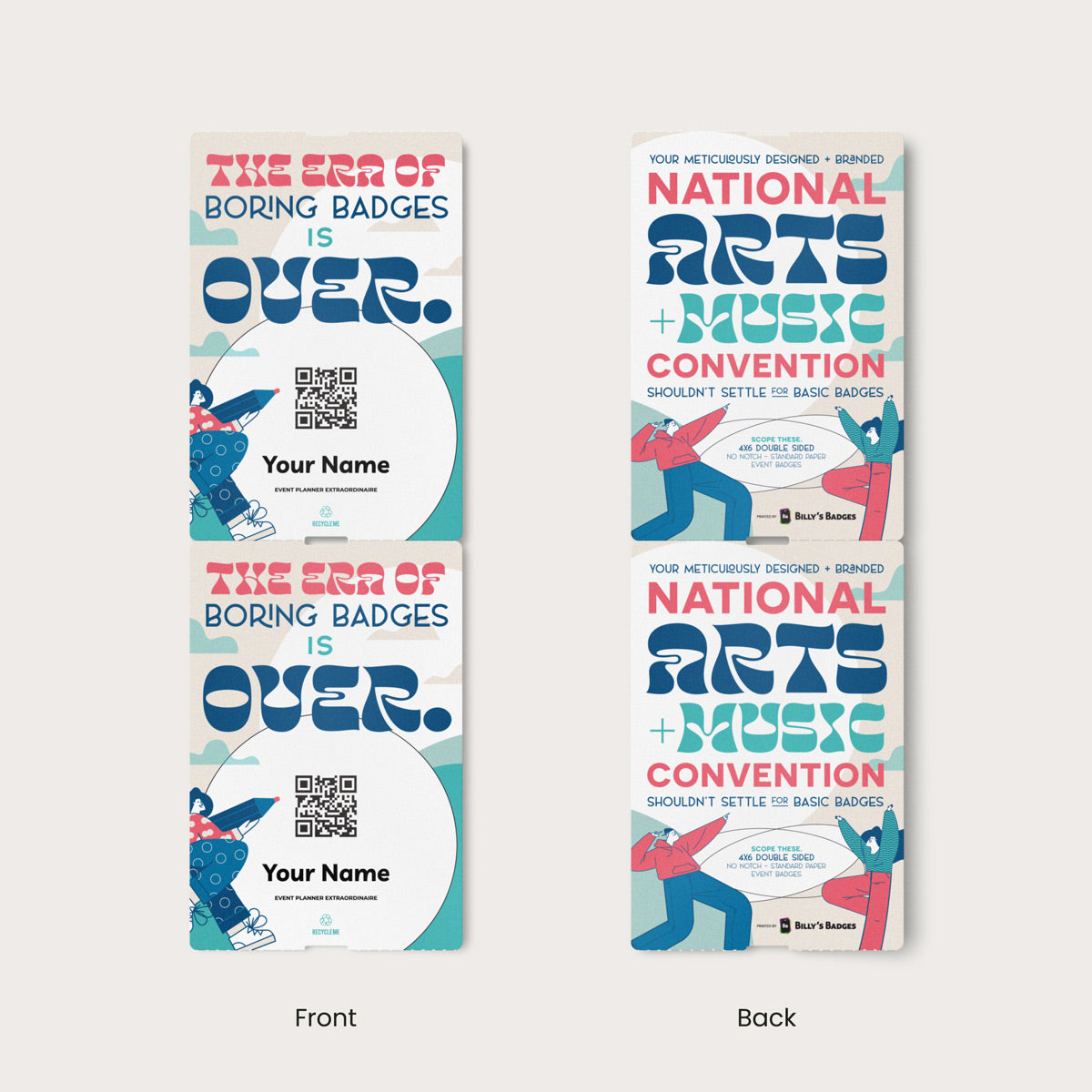Elevate your promotional event, corporate conference, or trade show with our 4x6 vibrant, high-quality double-sided custom event badges. Crafted from premium 9.5 pt direct thermal paper featuring eco-friendly event badge printing, these durable personalized event badges showcase your designs with stunning detail and clarity. Elevate your promotional event, corporate conference, or trade show with our 4x6 vibrant, high-quality double-sided custom event badges. Crafted from premium 9.5 pt direct thermal paper featuring eco-friendly event badge printing, these durable personalized event badges showcase your designs with stunning detail and clarity.