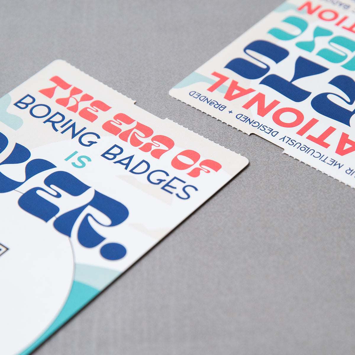 Elevate your promotional event, corporate conference, or trade show with our 4x6 vibrant, high-quality double-sided, no notch custom event badges. Crafted from premium 9.5 pt direct thermal paper featuring eco-friendly event badge printing, these durable personalized event badges showcase your designs with stunning detail and clarity. Elevate your promotional event, corporate conference, or trade show with our 4x6 vibrant, high-quality double-sided, no notch custom event badges. Crafted from premium 9.5 pt direct thermal paper featuring eco-friendly event badge printing, these durable personalized event badges showcase your designs with stunning detail and clarity.