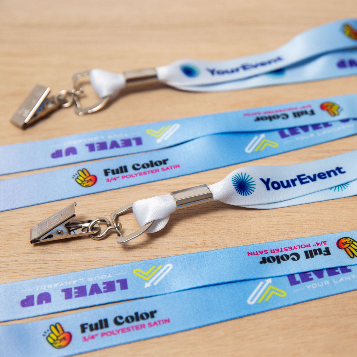EElevate your brand with our custom badge lanyards. Crafted from premium polyester satin material, our conference lanyards offer durability and bring your designs to life with stunning detail and clarity. Eco-friendly options available.