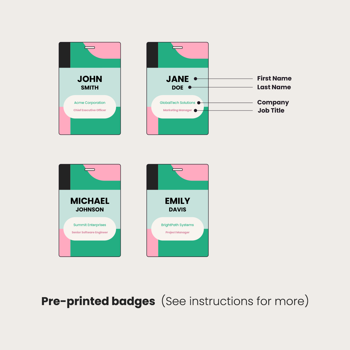 Pre-Printed Names Pre-Printed Names