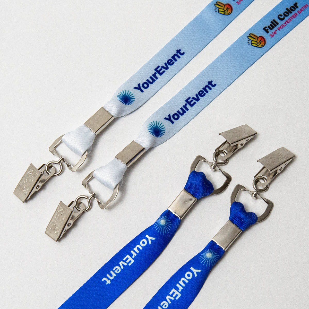 Custom Event Badge Lanyard - Double Bulldog - 1"